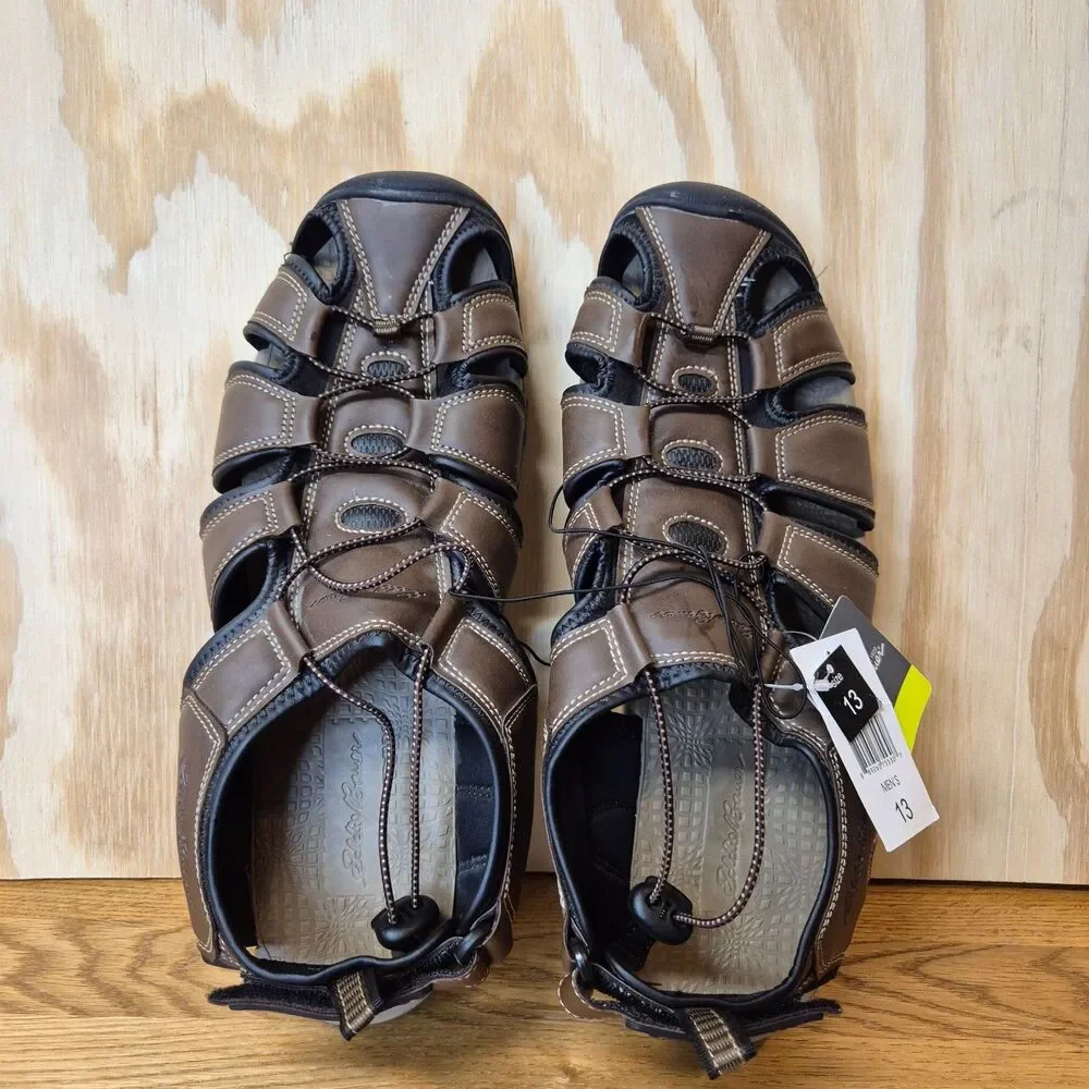Eddie Bauer Troy Men's 13 Brown Leather Closed Toe Hiking Sport Sandals NWT